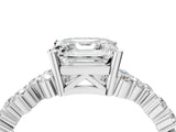 White gold Asscher Cut Diamond Scattered Round Accent Ring with Prong Setting_34