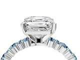 White gold Asscher Cut Diamond Side Stone Solitaire Ring with Round with Aquamarine side stone and Four-Prong Setting_39
