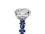 White gold Asscher Cut Diamond Side Stone Solitaire Ring with Round with Blue Sapphire side stone and Four-Prong Setting_5