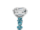 White gold Asscher Cut Diamond Side Stone Solitaire Ring with Round with Blue Topaz side stone and Four-Prong Setting_17