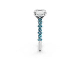 White gold Asscher Cut Diamond Side Stone Solitaire Ring with Round with Blue Topaz side stone and Four-Prong Setting_2