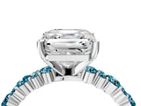 White gold Asscher Cut Diamond Side Stone Solitaire Ring with Round with Blue Topaz side stone and Four-Prong Setting_4