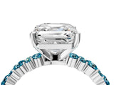 White gold Asscher Cut Diamond Side Stone Solitaire Ring with Round with Blue Topaz side stone and Four-Prong Setting_4