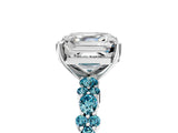 White gold Asscher Cut Diamond Side Stone Solitaire Ring with Round with Blue Topaz side stone and Four-Prong Setting_5