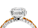 White gold Asscher Cut Diamond Side Stone Solitaire Ring with Round with Citrine side stone and Four-Prong Setting_4