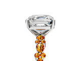 White gold Asscher Cut Diamond Side Stone Solitaire Ring with Round with Citrine side stone and Four-Prong Setting_5