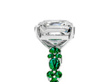 White gold Asscher Cut Diamond Side Stone Solitaire Ring with Round with Emerald side stone and Four-Prong Setting_5