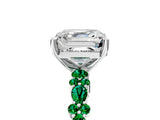 White gold Asscher Cut Diamond Side Stone Solitaire Ring with Round with Emerald side stone and Four-Prong Setting_5