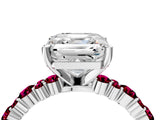White gold Asscher Cut Diamond Side Stone Solitaire Ring with Round with Garnet side stone and Four-Prong Setting_10