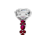 White gold Asscher Cut Diamond Side Stone Solitaire Ring with Round with Garnet side stone and Four-Prong Setting_11