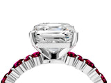 White gold Asscher Cut Diamond Side Stone Solitaire Ring with Round with Garnet side stone and Four-Prong Setting_4