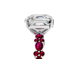 White gold Asscher Cut Diamond Side Stone Solitaire Ring with Round with Garnet side stone and Four-Prong Setting_5