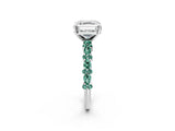 White gold Asscher Cut Diamond Side Stone Solitaire Ring with Round with Green Sapphire side stone and Four-Prong Setting_14