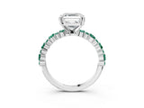 White gold Asscher Cut Diamond Side Stone Solitaire Ring with Round with Green Sapphire side stone and Four-Prong Setting_15