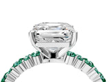 White gold Asscher Cut Diamond Side Stone Solitaire Ring with Round with Green Sapphire side stone and Four-Prong Setting_16