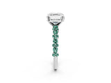 White gold Asscher Cut Diamond Side Stone Solitaire Ring with Round with Green Sapphire side stone and Four-Prong Setting_2