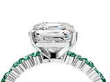 White gold Asscher Cut Diamond Side Stone Solitaire Ring with Round with Green Sapphire side stone and Four-Prong Setting_4