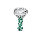 White gold Asscher Cut Diamond Side Stone Solitaire Ring with Round with Green Sapphire side stone and Four-Prong Setting_5