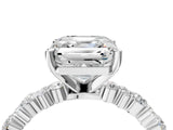 White gold Asscher Cut Diamond Side Stone Solitaire Ring with Round with Moissanite side stone and Four-Prong Setting_16