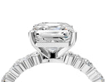 White gold Asscher Cut Diamond Side Stone Solitaire Ring with Round with Moissanite side stone and Four-Prong Setting_4