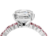 White gold Asscher Cut Diamond Side Stone Solitaire Ring with Round with Morganite side stone and Four-Prong Setting_4