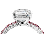 White gold Asscher Cut Diamond Side Stone Solitaire Ring with Round with Morganite side stone and Four-Prong Setting_4
