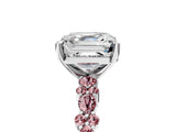 White gold Asscher Cut Diamond Side Stone Solitaire Ring with Round with Morganite side stone and Four-Prong Setting_5