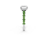 White gold Asscher Cut Diamond Side Stone Solitaire Ring with Round with Peridot side stone and Four-Prong Setting_14