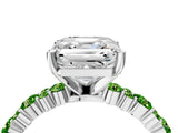 White gold Asscher Cut Diamond Side Stone Solitaire Ring with Round with Peridot side stone and Four-Prong Setting_16