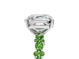 White gold Asscher Cut Diamond Side Stone Solitaire Ring with Round with Peridot side stone and Four-Prong Setting_17