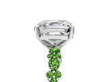 White gold Asscher Cut Diamond Side Stone Solitaire Ring with Round with Peridot side stone and Four-Prong Setting_17