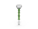 White gold Asscher Cut Diamond Side Stone Solitaire Ring with Round with Peridot side stone and Four-Prong Setting_2