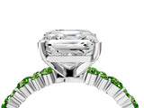 White gold Asscher Cut Diamond Side Stone Solitaire Ring with Round with Peridot side stone and Four-Prong Setting_4