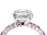 White gold Asscher Cut Diamond Side Stone Solitaire Ring with Round with Pink Sapphire side stone and Four-Prong Setting_16