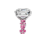 White gold Asscher Cut Diamond Side Stone Solitaire Ring with Round with Pink Sapphire side stone and Four-Prong Setting_17
