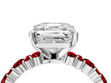 White gold Asscher Cut Diamond Side Stone Solitaire Ring with Round with Ruby side stone and Four-Prong Setting_16