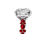 White gold Asscher Cut Diamond Side Stone Solitaire Ring with Round with Ruby side stone and Four-Prong Setting_17