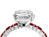 White gold Asscher Cut Diamond Side Stone Solitaire Ring with Round with Ruby side stone and Four-Prong Setting_4