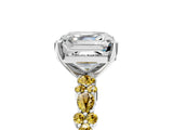White gold Asscher Cut Diamond Side Stone Solitaire Ring with Round with Yellow Sapphire side stone and Four-Prong Setting_17