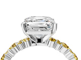 White gold Asscher Cut Diamond Side Stone Solitaire Ring with Round with Yellow Sapphire side stone and Four-Prong Setting_4