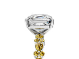 White gold Asscher Cut Diamond Side Stone Solitaire Ring with Round with Yellow Sapphire side stone and Four-Prong Setting_5