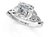 White gold Asscher Cut Diamond Solitaire Celtic Knot Ring with Four-Prong Setting_64