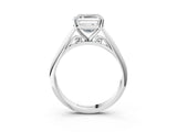 White gold Asscher Cut Diamond Solitaire Engagement Ring with Cathedral Setting and Four-Prong Mount_45