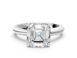 White gold Asscher Cut Diamond Solitaire Engagement Ring with Round Band and Four-Prong Setting_124
