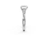 White gold Asscher Cut Diamond Solitaire Engagement Ring with Twisted Pavé Band and Four-Prong Setting_52