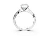 White gold Asscher Cut Diamond Solitaire Engagement Ring with Twisted Pavé Band and Four-Prong Setting_53