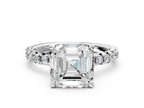 White gold Asscher Cut Diamond Solitaire Pavé Engagement Ring with Round Band and Prong Setting_14
