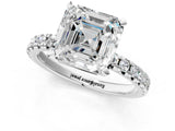 White gold Asscher Cut Diamond Solitaire Pavé Engagement Ring with Round Band and Prong Setting_15