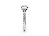 White gold Asscher Cut Diamond Solitaire Pavé Engagement Ring with Round Band and Prong Setting_16