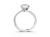 White gold Asscher Cut Diamond Solitaire Pavé Engagement Ring with Round Band and Prong Setting_17